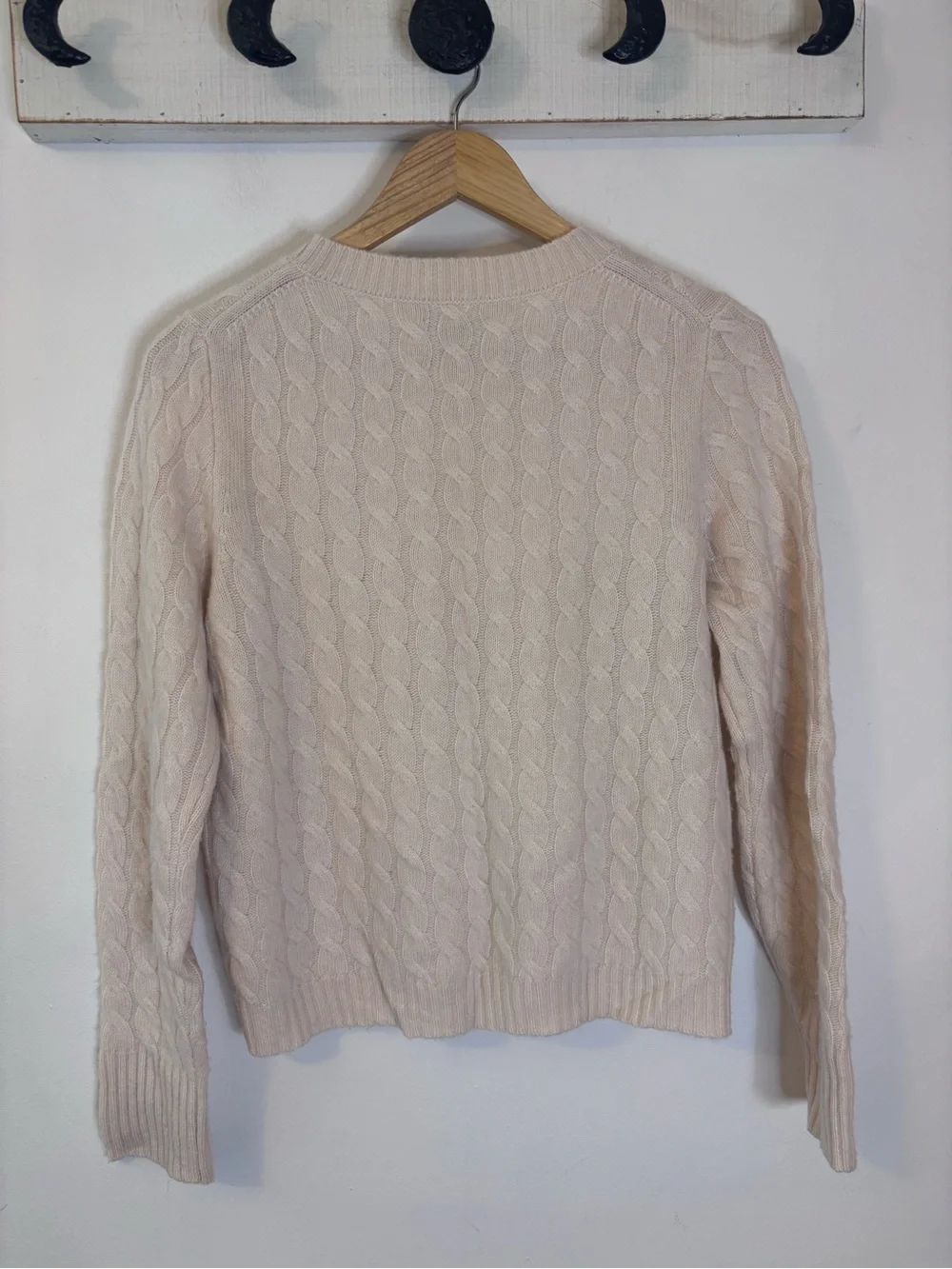 J. Crew Cream Cable-Knit Cashmere Crewneck Sweater